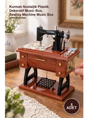 Yenilig 5 Adet Dikiş Makinesi Görünümlü Müzik Kutusu – Kurmalı Nostaljik Plastik Dekoratif Music Box, Sewing Machine Music Box