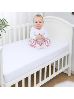 Defne Store %100 Pamuk Penye Lastikli Full Kenar Bebek Çarşafı, Oeko-Tex Sertifikalı, Yumuşak ve Nefes Alabilir, Organik Pamuk, Anne Yanı, Çocuk Beşik Çarşafı