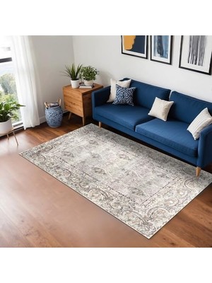 Defne Store Laven Kadife Kaymayı Önleyici Pamuk Tabanlı Yıkanabilir Antibakteriyel Salon Halısı 120X180