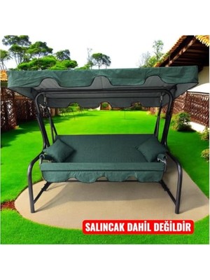 Defne Store Kılıf, 3 Kişilik Lüks Salıncak Seti Süngersiz Düz Yeşil 164 * 47 cm