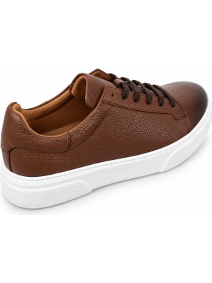 Kayhan Ayakkabı Kahverengi Hakiki Deri Bağcıklı Erkek Sneaker Ayakkabı