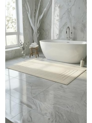 Defne Store Ekru Büyük Ayak Havlusu, 60X130 Cm, 690 G, %100 Pamuk, Spa ve Otel Banyo Paspası