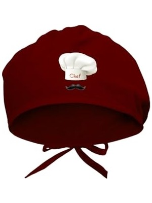 Defne Store Bıyıklı Chef Baskılı Cerrahi Bone, Doktor ve Hemşireler Için Hastane Bonesi