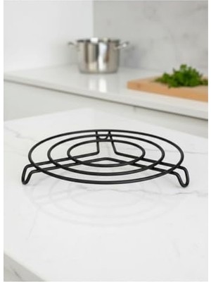 Defne Store Dekoratif Siyah Metal Nihale Servis ve Sunum Altlığı 21 cm Tepsisi Masa Dekoru