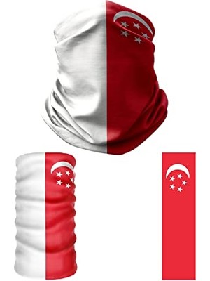Defne Store Multifunctional Flag Of Singapore Seamless Uv+Face Mask Headband Bandana Do Rag Hairband