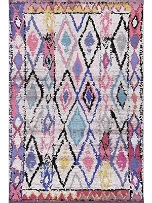 Prime Dizayn Cora Desenli Kadife Pamuk Tabanlı Yıkanabilen Kaydırmaz Antibakteriyel Salon Halısı 160X230
