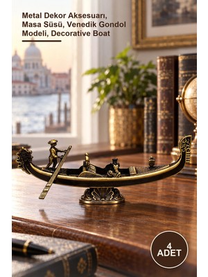Yenilig 4 Adet Metal Dekoratif Venedik Kayık – Metal Dekor Aksesuarı, Masa Süsü, Venedik Gondol Modeli, Decorative Boat