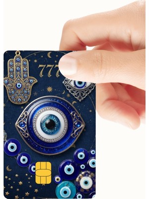 Huggy Craft Nazar Boncuklu 777 Temalı Kredi ve Banka Kartı Kaplama Sticker V2