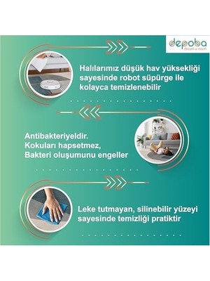 Prime Lavin Kadife Kaymaz Pamuk Tabanlı Yıkanabilir Antibakteriyel Salon Halısı 100X150