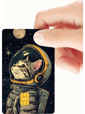 Huggy Craft Uzay Astronotu Kedi Temalı Kredi ve Banka Kartı Kaplama Sticker