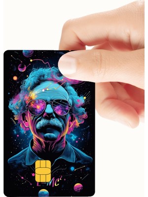 Huggy Craft Albert Einstein Uzay Temalı Renkli Kredi ve Banka Kartı Kaplama Sticker