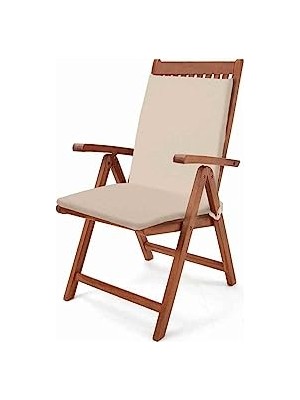 Defne Store Krem Arkalıklı Sandalye Minderi, 6'lı Set; Bahçe, Balkon ve Salon Için