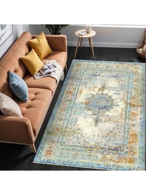Prime Dizayn Berty Kadife Pamuk Tabanlı Yıkanabilen Kaydırmaz Antibakteriyel Salon Halısı 120X180