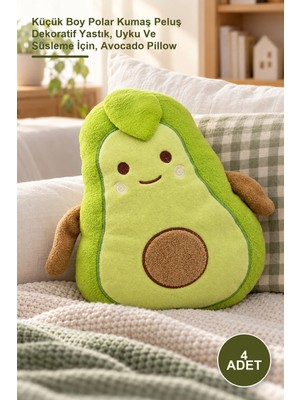 Yenilig 4 Adet Avokado Yastık – Küçük Boy Polar Kumaş Peluş Dekoratif Yastık, Uyku ve Süsleme Için, Avocado Pillow