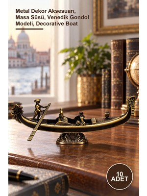 Yenilig 10 Adet Metal Dekoratif Venedik Kayık – Metal Dekor Aksesuarı, Masa Süsü, Venedik Gondol Modeli, Decorative Boat