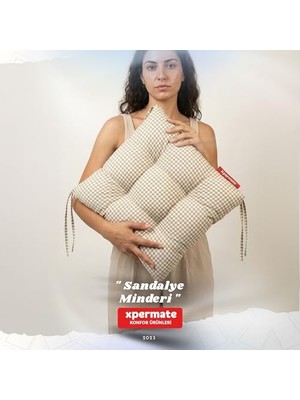 Defne Store Krem Pöti Kare Desenli 40X40 Sandalye Minderi; Pofidik Piknik Minderi