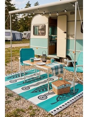 Defne Store Esterilla Hasır Kilim Mat Çift Taraflı-Plaj-Piknik-Kamp-Bahçe-Balkon-Teras-Karavan Katlanabilir Dış Mekan Halısı