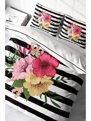 Defne Store %100 Pamuk Saten Çift Kişilik Nevresim Takımı Flower Line, MONOHOME38274