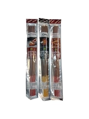 Defne Store Palo Santo, Om ve Sandalwood Aromalı 3 Paket, 30 Adet Organik Çubuk Tütsü, 50 Cm, 3 Saat Yanma Süresi