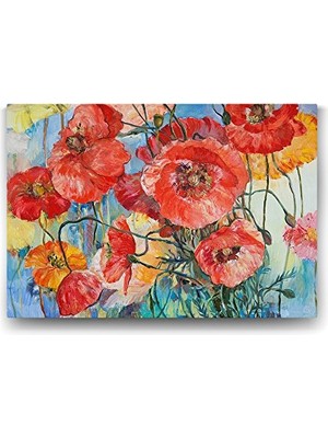 Defne Store Sanatsal Gelincik Çiçeği Tablosu - 45X30 cm