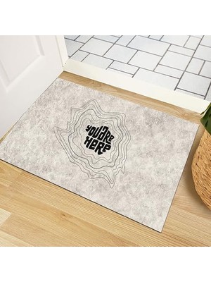 Defne Store Kapı Önü Paspası, Modern ve Şık, Ev, Ofis ve Dış Mekân Kullanımı Için (You Are Here Minimalist) 45X65