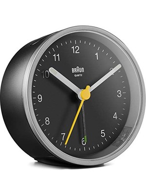 Defne Store BC12SB Siyah ve Gümüş Analog Alarm Saati, Sessiz Kuvars Mekanizma, Işık ve Erteleme
