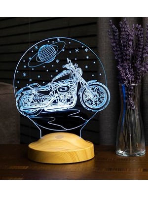 Defne Store Lamba, Chopper Motosiklet, Motor Hayranlarına Hediye 3 Boyutlu, 3D LED