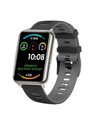 Defne Store Huawei Watch Fit 2 Uyumlu Premium Sport Silikon Kordon, Siyah/gri