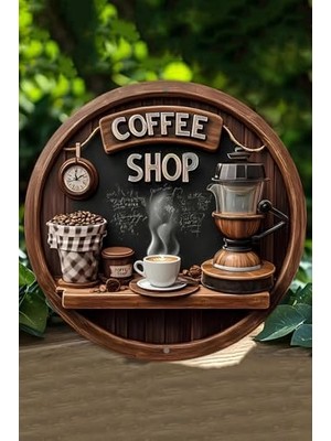 Defne Store Duvar Süsü, Kututr Coffee Shop Temalı Uv Baskılı 3D Gürünümlü Mdf –, 20 x