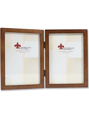Defne Store 766057D Küçük Hindistan Cevizi Ahşap Menteşeli Çift Resim Çerçevesi, 13,8 x 17,7 cm
