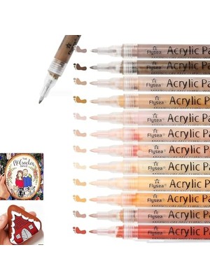 Defne Store Akrilik Boya Kalemleri; 12'li Set Ten Rengi Boya Kalemleri, 0.7 mm Ince Uç, Cilt Tonları Sanat Kalemleri, Su Bazlı Renkli Kalemler, Kaya, Tuval, Fayans, Cam, Seramik, Eskiz, Portre Için