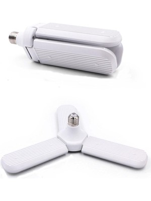 Bg Pervane LED Ampul 3 Kollu Katlanabilir Cata 42W 6400K Beyaz Işık Yaprak LED Ampul