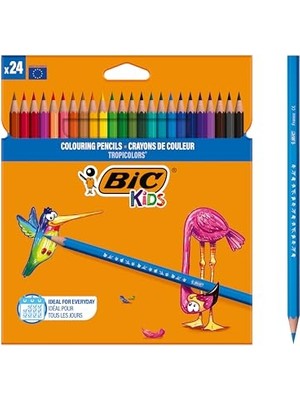 Defne Store Tropicolors Kuru Boya Kalemi 24 Renk, Çiğnemeye Dayanıklı, Kıymık Oluşturmaz, Ağaç Kesilmeden Üretilmiştir