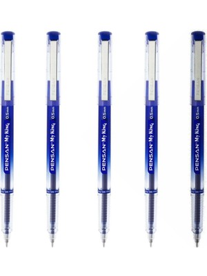 Bg My King Iğne Uçlu Metal Klipsli Jel Tükenmez Kalem 0.5 mm Mavi - 5 Adet GNSRKFAZ914