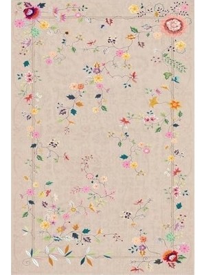 Prime Dizayn Florina Kadife Pamuk Tabanlı Yıkanabilen Kaydırmaz Antibakteriyel Salon Halısı 100X150