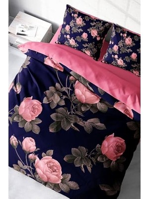 Defne Store %100 Pamuk Saten Çift Kişilik Nevresim Takımı Noble Pink Roses, MONOHOME40314