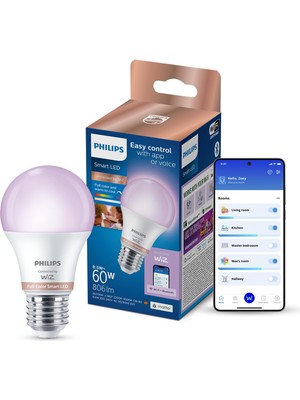 Bg Smart LED Ampul A60 E27 60W Eşdeğer Rgb - Google Home, Alexa, Homekit ve Matter Uyumlu
