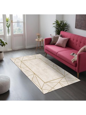 Goldi Kadife Kaymaz Pamuk Tabanlı Yıkanabilir Antibakteriyel Salon Halısı 160X230