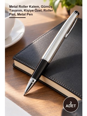 Yenilig 2 Adet Vip Silver Roller Kalem – Metal Roller Kalem, Gümüş Tasarım, Kişiye Özel, Roller Pen, Metal Pen