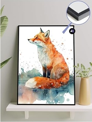 Defne Store PSTER1019 Kavuniçi Tilki Hayvan Çerçeveli Tablo 30 x 40