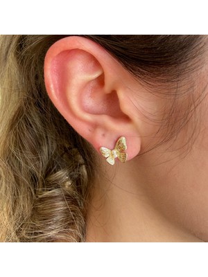 Nes Design 14K Özel Seri Mini Kelebek Küpe