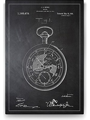 Defne Store Köstekli Saat Patenti Görseli, 70X100 cm Dekoratif Tablo