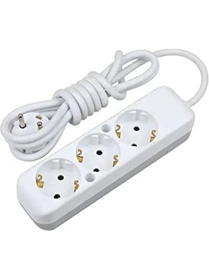 Defne Store Grup Priz Elektirik Uzatma Kablosu 3'lü Kablolu 5 Üçlü Metre Uzatma Anahtarsız Topraklı