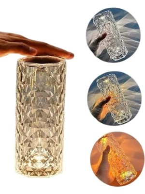 Store Kristal Lamba Masa Lambası Şarjlı Masa Lambası Dokunmatik Sensör USB Şarjlı