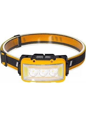 Store S03 Sarı 10 Watt Sensörlü 11 Işık Modlu 24 Beyaz Smd + 6 Kırmızı Smd + 1 Power Ledli Kafa Lambası