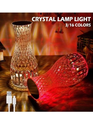 Store Kristal Masa Lambası Rgb Renk Değiştiren Gece Lambası 16 Renk ve 4 Mod Dokunmatik Kontrol