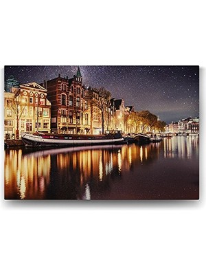 Defne Store 100X70 cm Yıldızlı Amsterdam Gecesi Duvar Dekoru