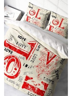 Defne Store King Size Love Romantik Çift Kişilik Nevresim Takımı 220X240 Cm, MONOHOME49638