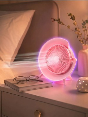 Store Rgb Işıklı 3 Kademeli USB Şarjlı Masaüstü Vantilatör