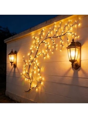 Defne Store 144 LED Güneş Enerjili Sarmaşık Lamba, Sıcak Sarı, Balkon, Veranda ve Bahçe Için